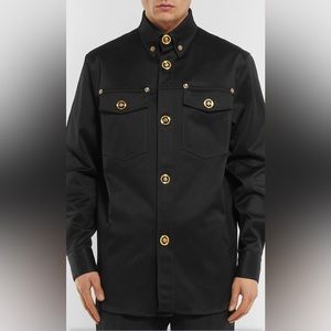 VERSACE Men’s Black Medusa Head Buttons Shirt Size 43 Button Down Authentic